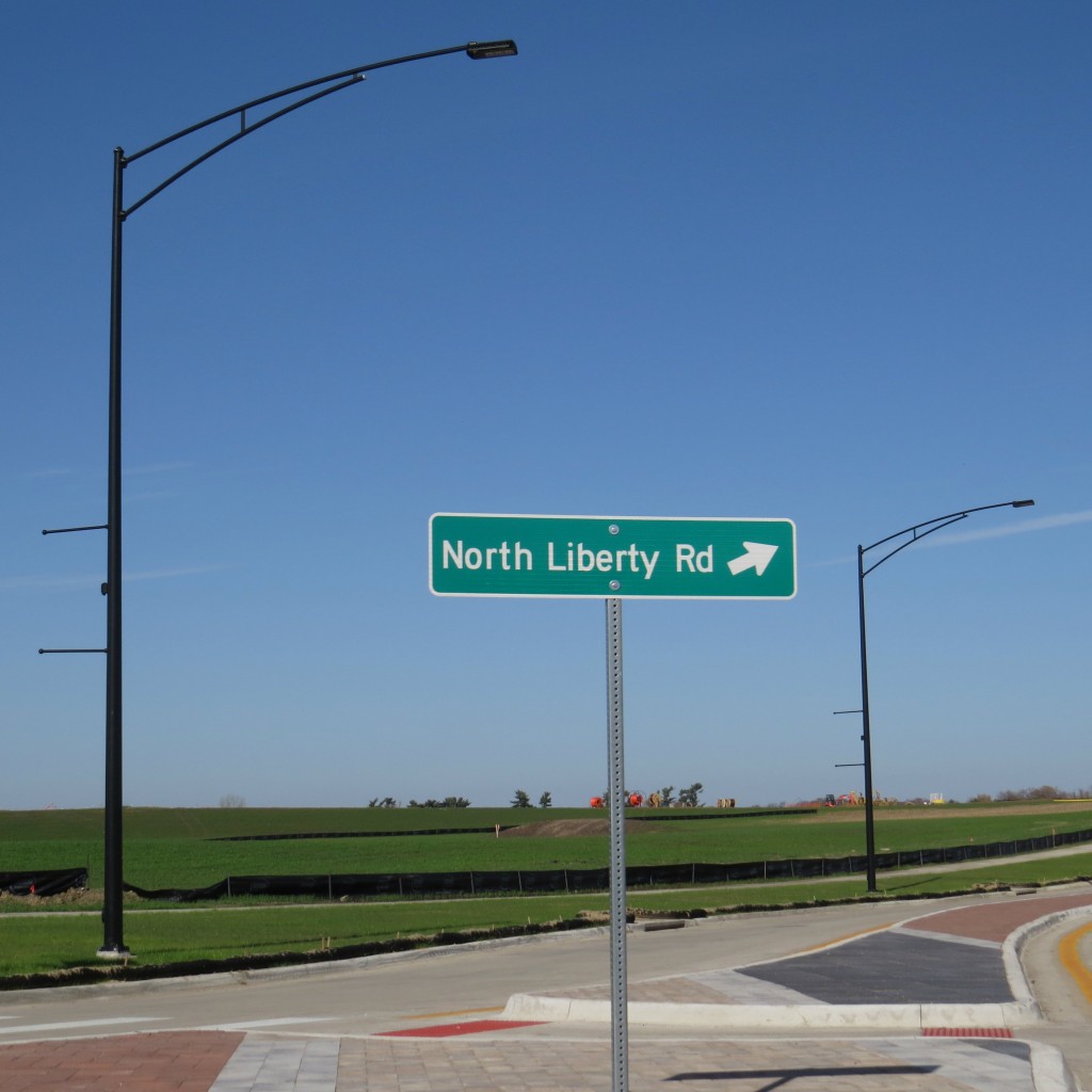 A road sign on the way to Liberty High School
