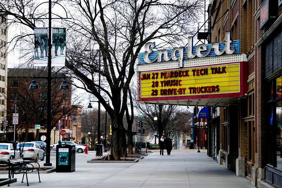 The Englert Theater in downtown Iowa City hosts authors, plays, and many other notable events. This building dates back 105 years to 1912, where it first opened. 