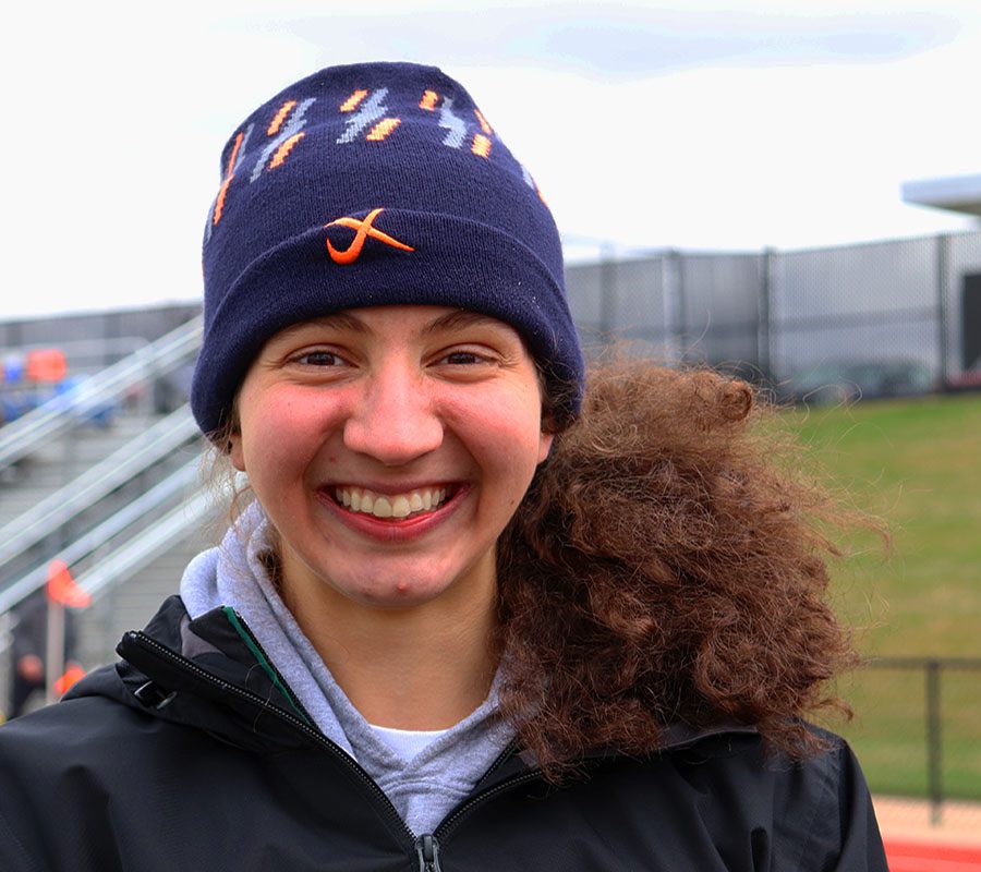 Deniz Ince 19 is smiling and supporting her teammates, even with a stress fracture.