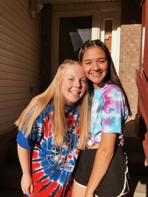 Leah (left) and her best friend Alina Davis pose for a picture. 